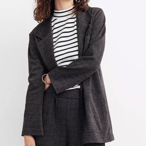Madewell oversized knit blazer in glen plaid, size L good as new